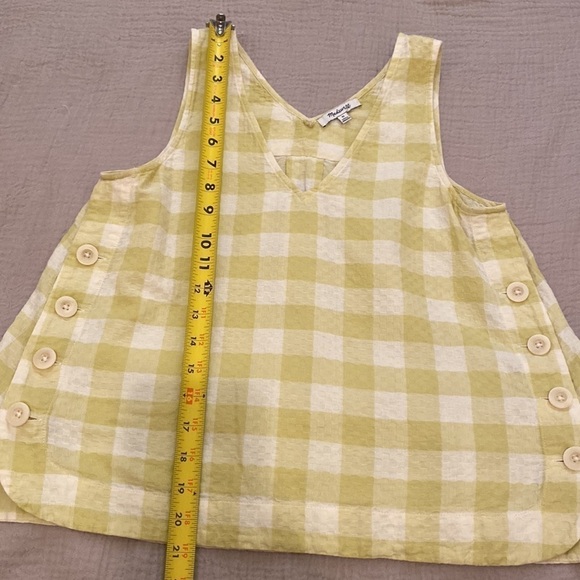 Madewell side button tank top in ginger check print. Size Xs - Picture 12 of 16